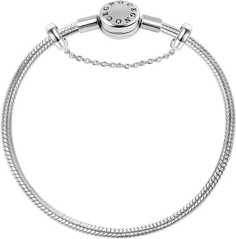 GNOCE Charm Bracelet With Safety Chain Stainless Steel Snake Chain Metal Basic Charm Bracelet DIY Bangle with Round shaped Clasp - Image 2